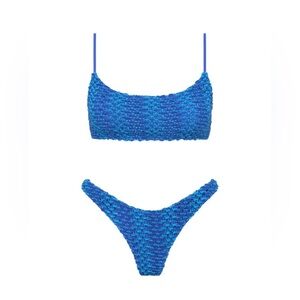 Triangl Swimwear Blue Nayarit Mica Bikini and Kasi Skirt